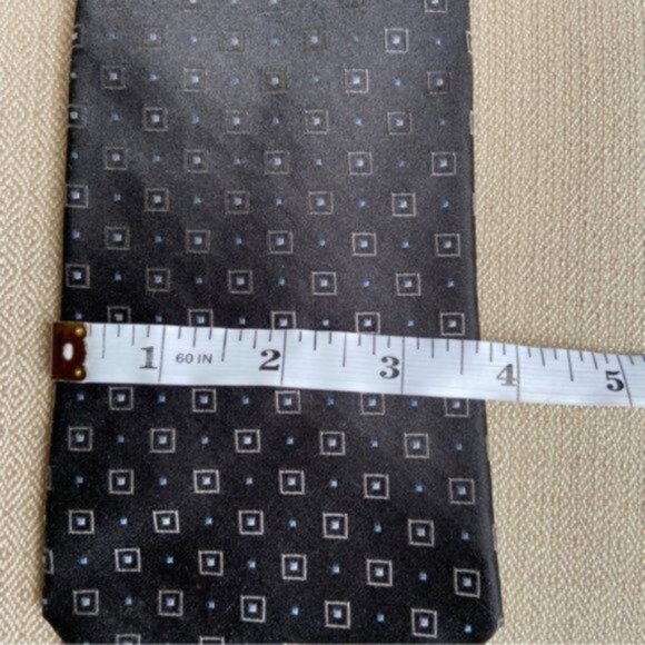 Vtg Murano Men's Black Geometric Square Tie - Picture 5 of 5